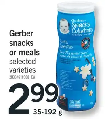 Fortinos Gerber snacks or meals offer