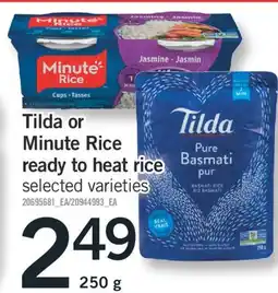 Fortinos TILDA OR MINUTE RICE READY TO HEAT RICE 250 G offer
