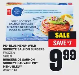 Independent Grocer PC BLUE MENU WILD SOCKEYE SALMON BURGERS, 568 G offer