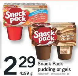 Fortinos Snack Pack pudding or gels, 4x99 g offer