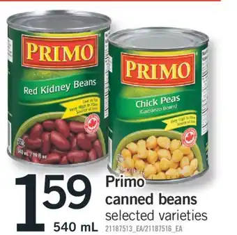 Fortinos Primo canned beans offer