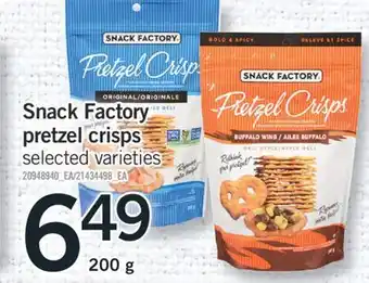Fortinos Snack Factory pretzel crisps 200 g offer