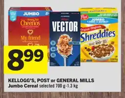 Foodland KELLOGG'S, POST or GENERAL MILLS Jumbo Cereal offer