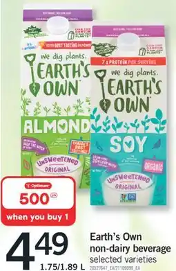 Fortinos Earth's Own non-dairy beverage 1.75/1.89 L offer