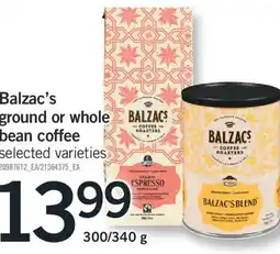 Fortinos Balzac's ground or whole ground or whole bean coffee 300/340 g offer