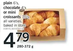 Fortinos plain 6's, chocolate 4's or mini croissants 10's, 280-372 g offer