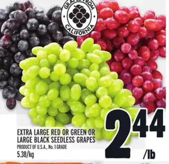 Metro EXTRA LARGE RED OR GREEN OR LARGE BLACK SEEDLESS GRAPES offer