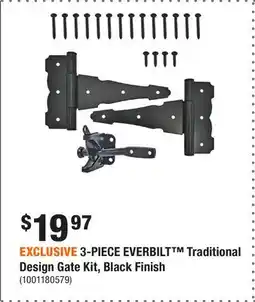 Home Depot EXCLUSIVE 3-PIECE EVERBILT Traditional Design Gate Kit, Black Finish offer