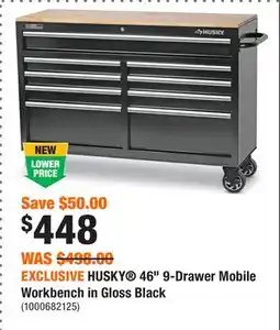 Home Depot EXCLUSIVE HUSKY 46 9-Drawer Mobile Workbench in Gloss Black offer
