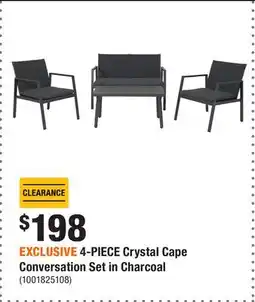 Home Depot EXCLUSIVE 4-PIECE Crystal Cape Conversation Set in Charcoal offer