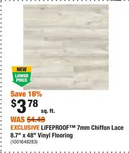 Home Depot EXCLUSIVE LIFEPROOF 7mm Chiffon Lace 8.7 x 48 Vinyl Flooring offer
