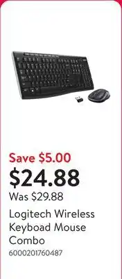Walmart Logitech Wireless Keyboad Mouse Combo offer