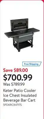 Walmart Keter Patio Cooler Ice Chest Insulated Beverage Bar Cart offer