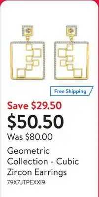 Walmart Geometric Collection - Cubic Zircon Earrings offer