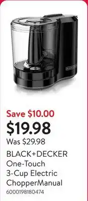 Walmart BLACK+DECKER One-Touch 3-Cup Electric ChopperManual offer