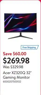 Walmart Acer XZ320Q 32 Gaming Monitor offer