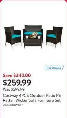 Walmart Costway 4PCS Outdoor Patio PE Rattan Wicker Sofa Furniture Set offer