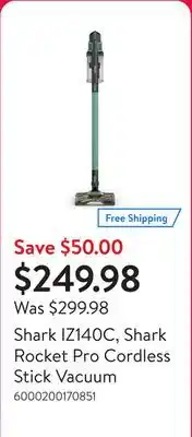 Walmart Shark IZ140C, Shark Rocket Pro Cordless Stick Vacuum offer
