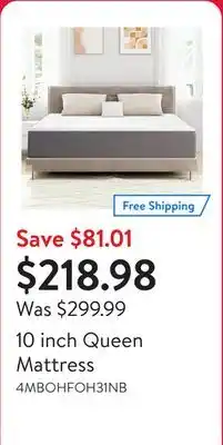 Walmart 10 inch Queen Mattress offer