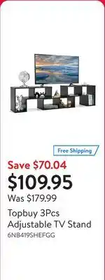 Walmart Topbuy 3Pcs Adjustable TV Stand offer