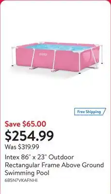 Walmart Intex 86 x 23 Outdoor Rectangular Frame Above Ground Swimming Pool offer