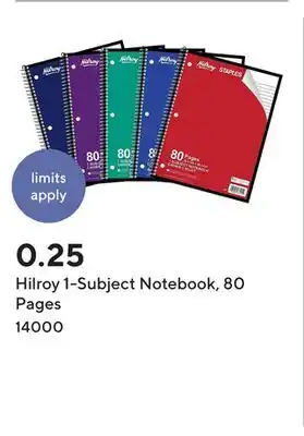 Staples Hilroy 1-Subject Notebook, 80 Pages offer