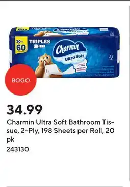 Staples Charmin Ultra Soft Bathroom Tissue, 2-Ply, 198 Sheets per Roll, 20 pk offer
