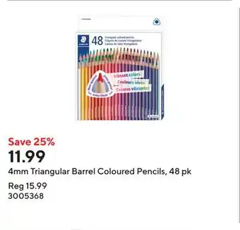 Staples 4mm Triangular Barrel Coloured Pencils, 48 pk offer