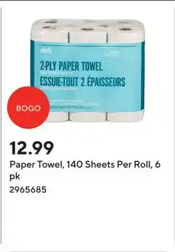 Staples Paper Towel, 140 Sheets Per Roll, 6 pk offer