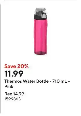 Staples Thermos Water Bottle - 710 mL - Pink offer