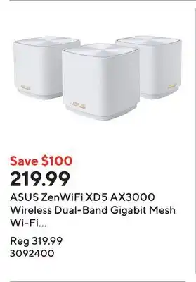 Staples ASUS ZenWiFi XD5 AX3000 Wireless Dual-Band Gigabit Mesh Wi-Fi System - White - 3 Pack offer