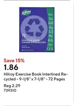Staples Hilroy Exercise Book Interlined Recycled - 9-1/8 x 7-1/8 - 72 Pages offer