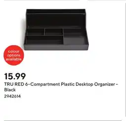Staples TRU RED 6-Compartment Plastic Desktop Organizer - Black offer