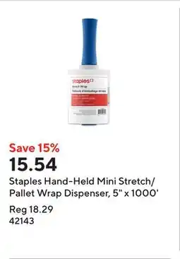 Staples Staples Hand-Held Mini Stretch/Pallet Wrap Dispenser, 5 x 1000' offer