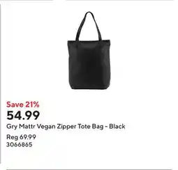 Staples Gry Mattr Vegan Zipper Tote Bag - Black offer