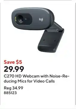 Staples C270 HD Webcam with Noise-Reducing Mics for Video Calls offer
