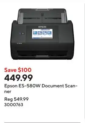 Staples Epson ES-580W Document Scanner offer