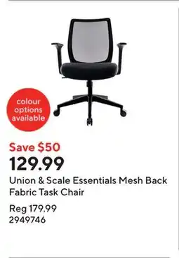 Staples Union & Scale Essentials Mesh Back Fabric Task Chair offer