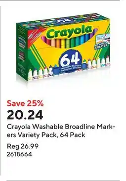 Staples Crayola Washable Broadline Markers Variety Pack, 64 Pack offer