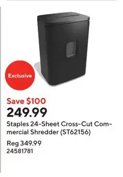 Staples Staples 24-Sheet Cross-Cut Commercial Shredder (ST62156) offer