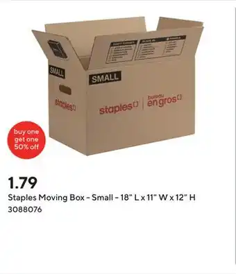 Staples Staples Moving Box - Small - 18 L x 11 W x 12 H offer
