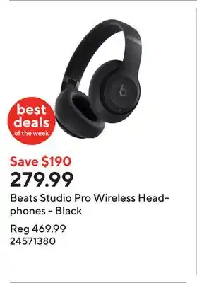 Staples Beats Studio Pro Wireless Headphones - Black offer