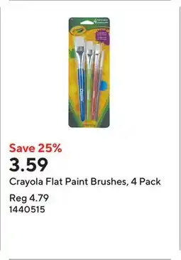 Staples Crayola Flat Paint Brushes, 4 Pack offer