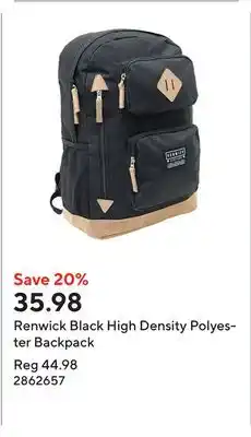 Staples Renwick Black High Density Polyester Backpack offer
