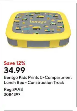 Staples Bentgo Kids Prints 5-Compartment Lunch Box - Construction Truck offer