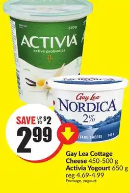 Chalo FreshCo Gay Lea Cottage Cheese 450-500 g Activia Yogourt 650 g offer