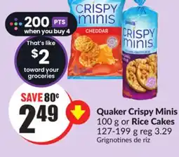 Chalo FreshCo Quaker Crispy Minis 100 g or Rice Cakes 127-199 g offer