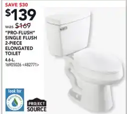 RONA PRO-FLUSH SINGLE FLUSH 2-PIECE ELONGATED TOILET offer