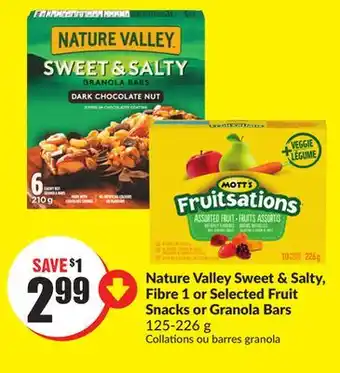 FreshCo Nature Valley Sweet & Salty Fibre 1 or Selected Fruits Snacks or Granola Bars 125-226g offer