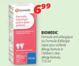 Familiprix BIOMEDIC Allergy formula or Children's clear allergy formula, 115 ml offer